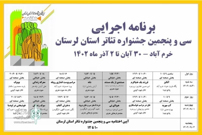 جدول اجراهای جشنواره تئاتر استان لرستان منتشر شد